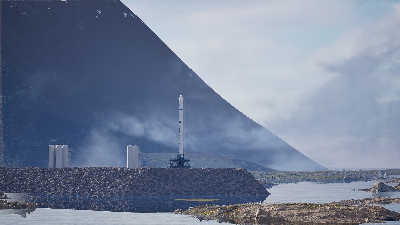 Isar Aerospace Launch vehicle Spectrum on the launch pad at Andøya Spaceport 1 240dpi small